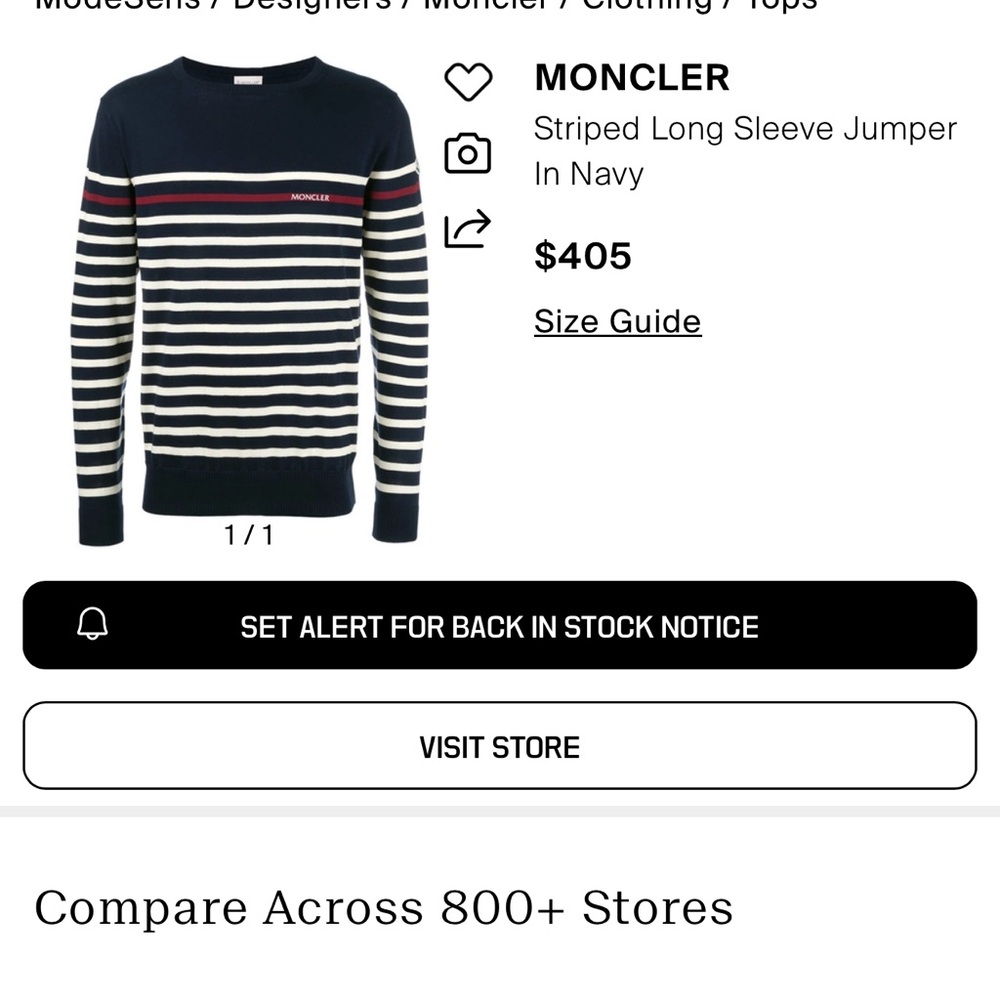 Moncler Navy Striped Long Sleeve Sweater